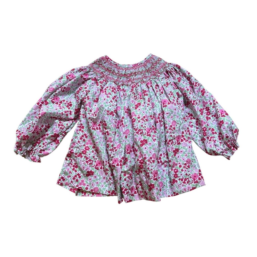 Cecil and Lou Smocked Blouse Kids Pink Floral Long Sleeve Top SIZE 3T